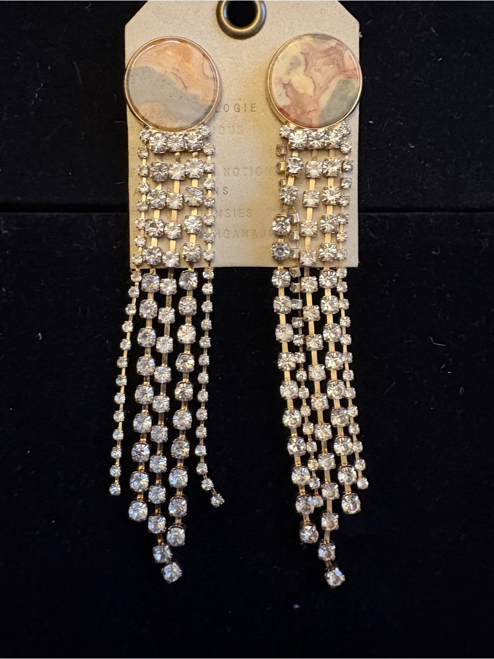 Anthropologie Crystal Fringe Drop Earrings - Gold Tone (NWT)